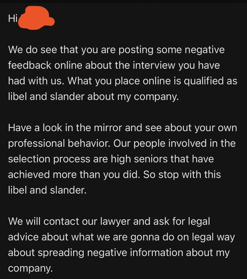 ‘We Want To Ask You To Delete This Comment’ — Job Candidate Leaves Honest Review About Their Interview, So The CEO Says They’ll Get A Lawyer Involved - Jarastyle