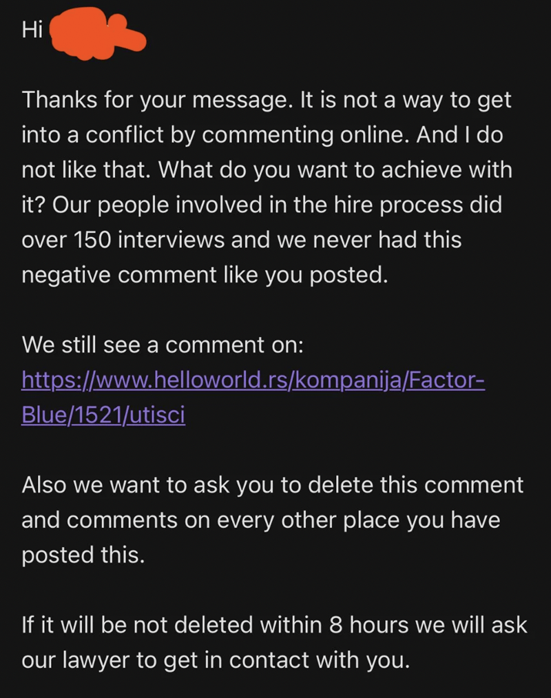 ‘We Want To Ask You To Delete This Comment’ — Job Candidate Leaves Honest Review About Their Interview, So The CEO Says They’ll Get A Lawyer Involved - Jarastyle