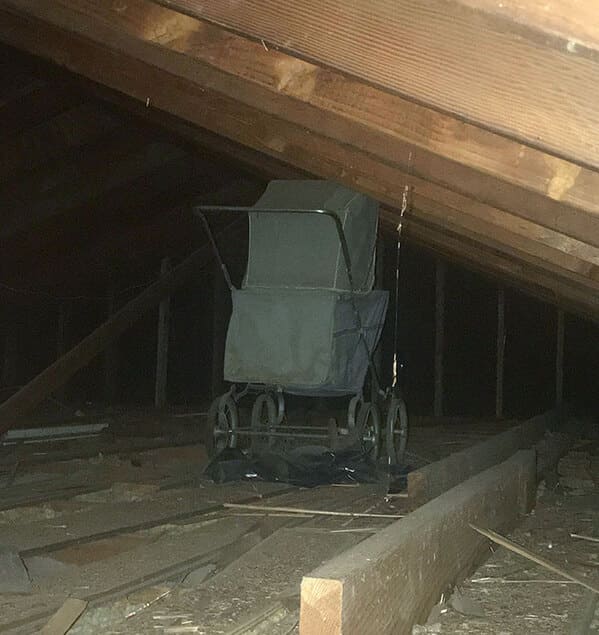 creepy discoveries new home - baby carriage in attic