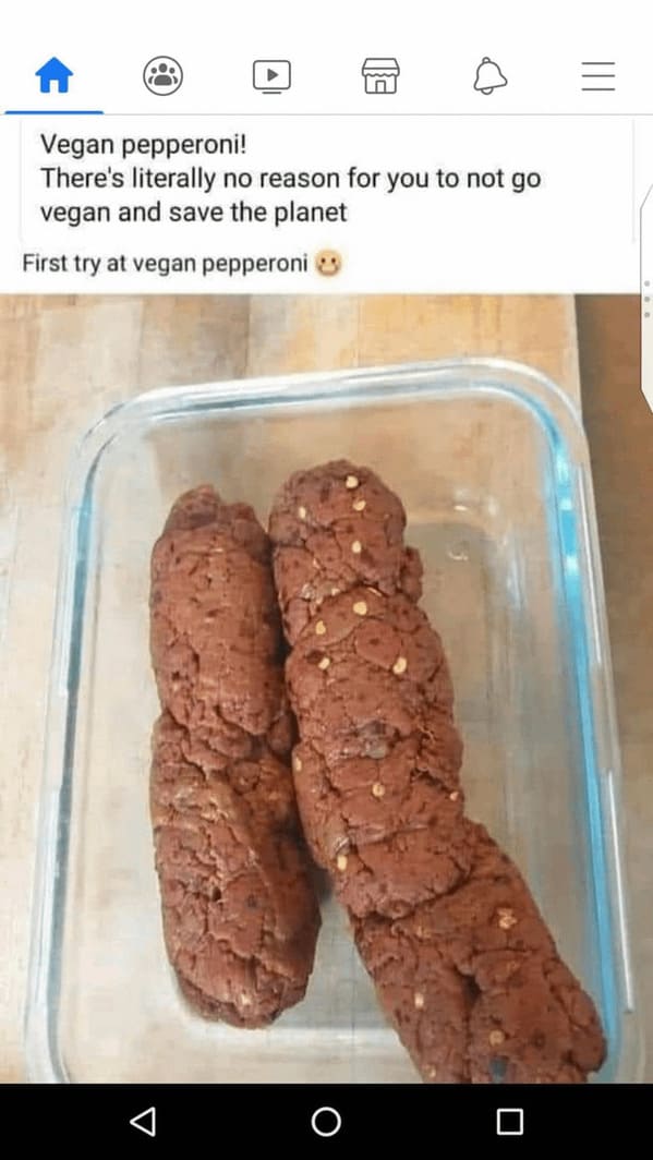 cringe food posts - vegan pepperoni
