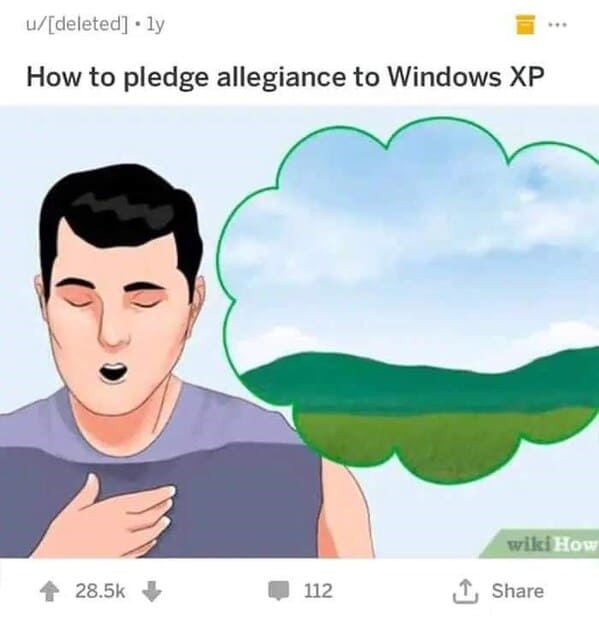 dark funny wikihow meme - how to pledge allegiance to windows xp