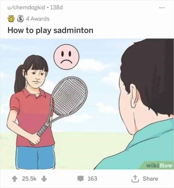 dark funny wikihow meme - how to play sadminton