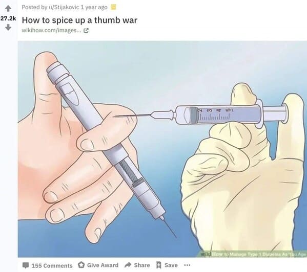 dark funny wikihow meme - how to spice up a thumb war