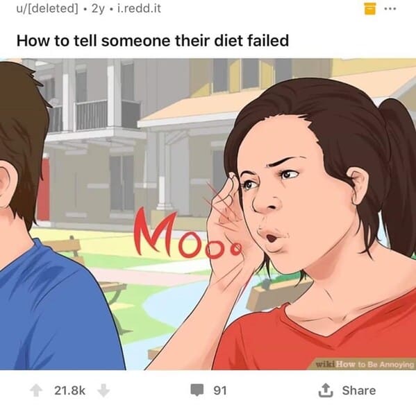 dark funny wikihow meme - how to tell someone their diet failed