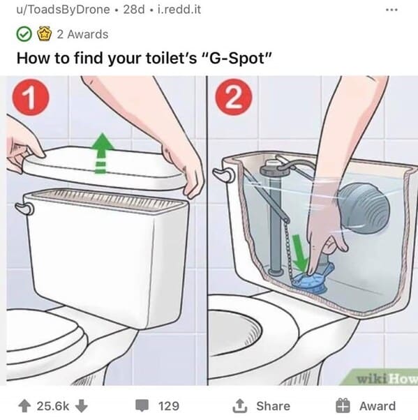 dark funny wikihow meme - how to find your toilet's g-spot