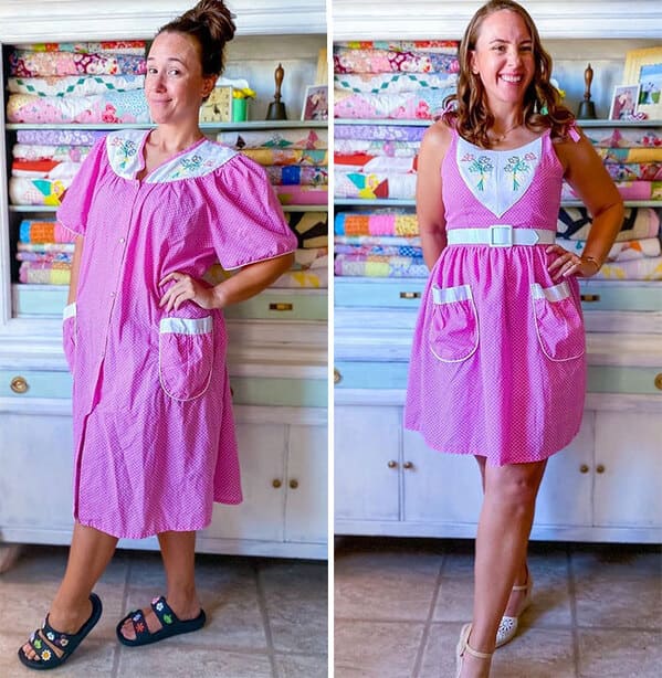 thrift store dress transformations - pink dress