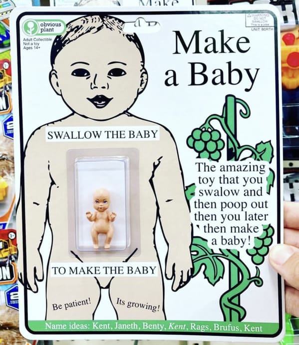 obvious plant - fake product make a baby toy