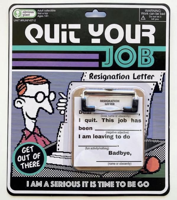 obvious plant - fake product quit your job resignation letter