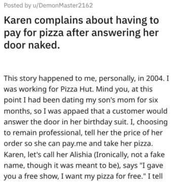 Entitled Hot Karen Demands Free Pizza After Answering Her Door 