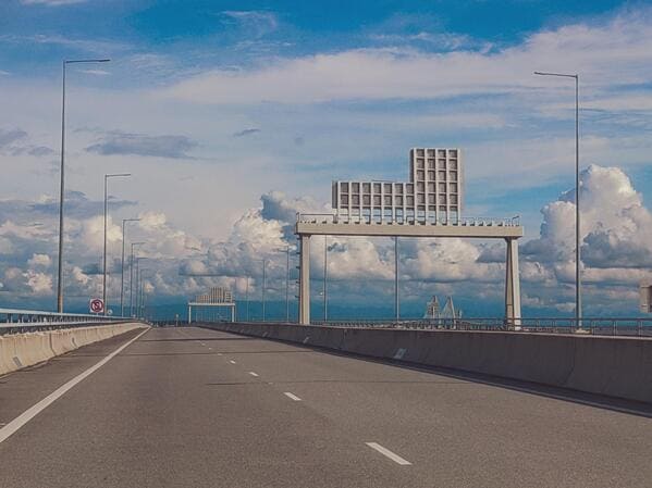 liminal space - highway with clouds