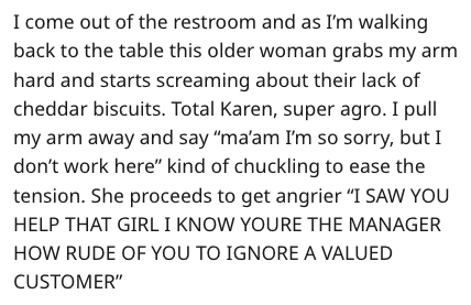 'I Saw You Help That Girl!' — Manager Gets Chewed Out By A Karen At A Restaurant She Doesn't Even Manage - Jarastyle