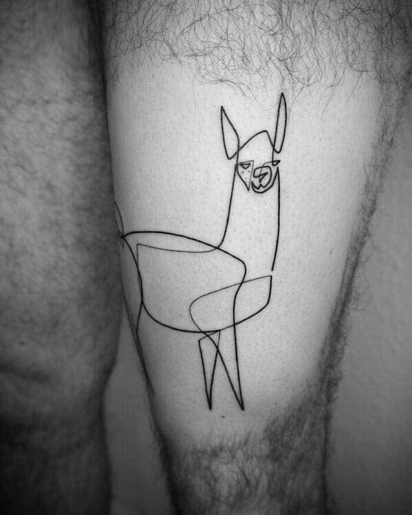 one line tattoo - lama