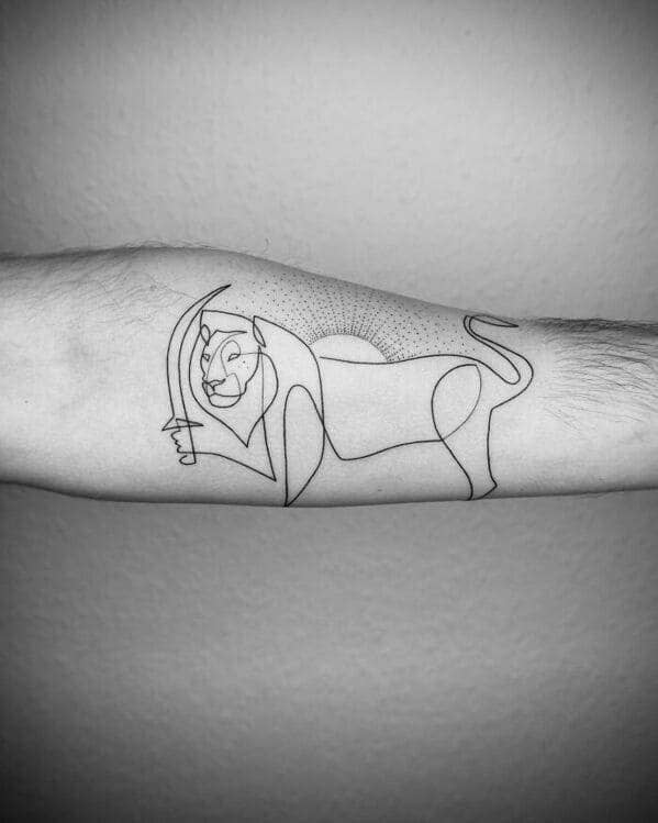 one line tattoo - lion