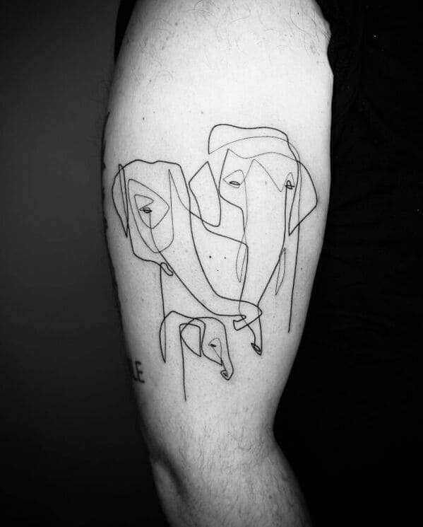 one line tattoo - elephants