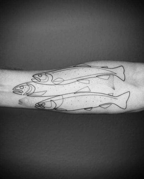 one line tattoo - fish