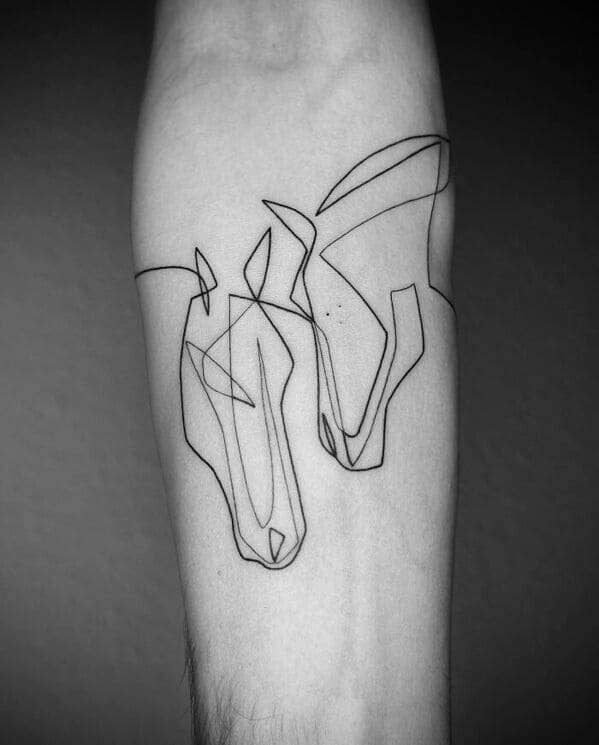 one line tattoo - horse