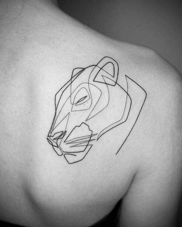 one line tattoo - lion