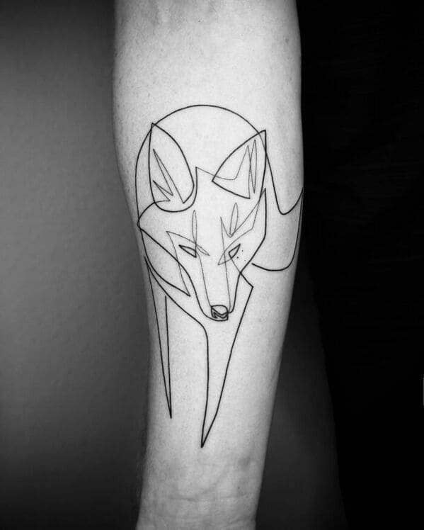 one line tattoo - wolf