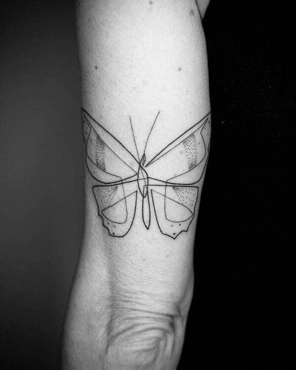 one line tattoo - butterfly