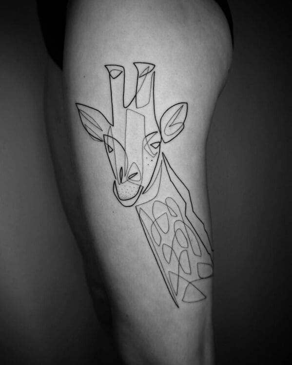 one line tattoo - giraffe