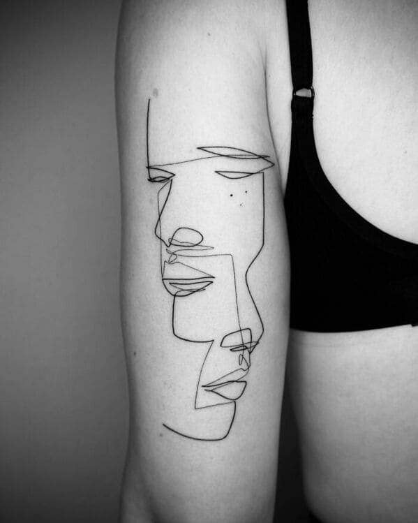one line tattoo - face