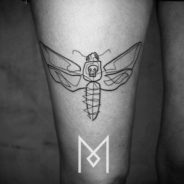 one line tattoo - dragonfly
