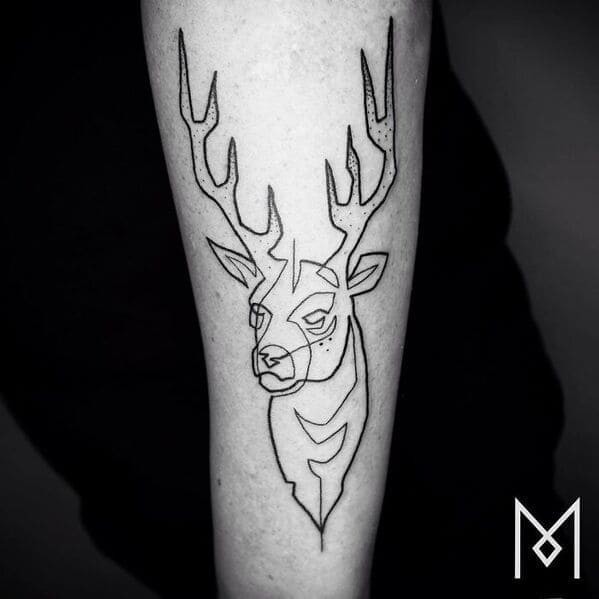 one line tattoo - elk