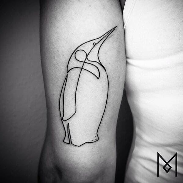 one line tattoo - bird