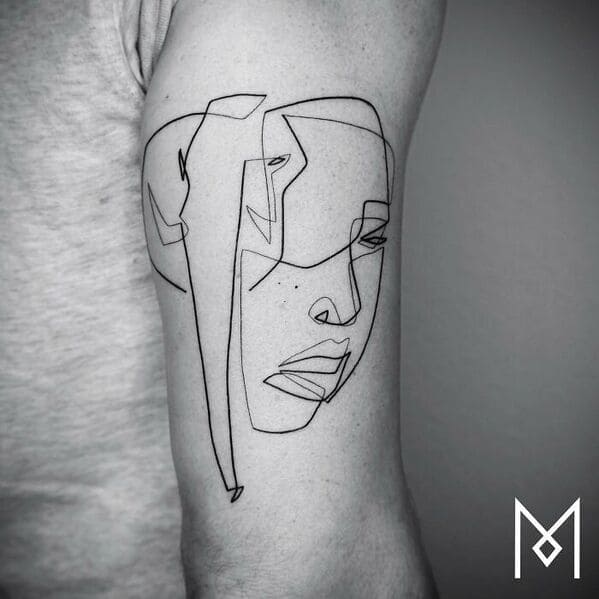 one line tattoo - face woman