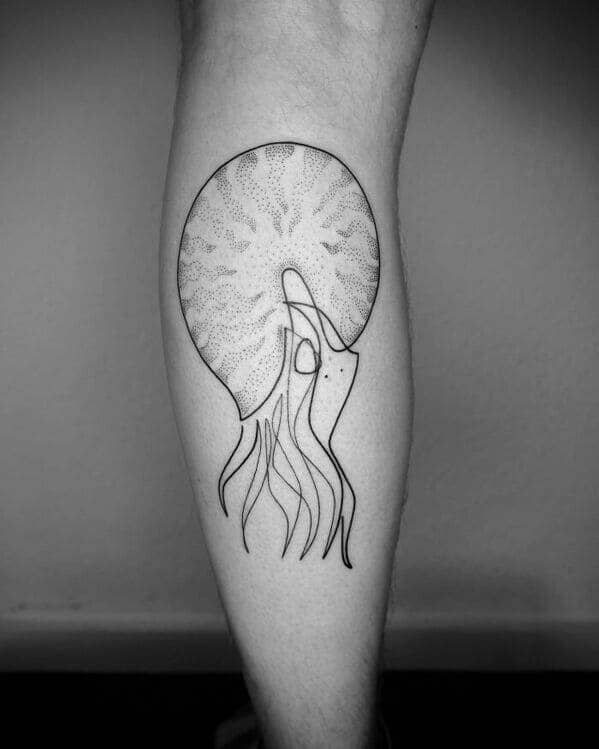 one line tattoo - jellyfish