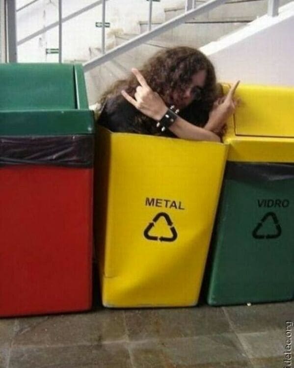 could be album covers - metal recycling bin
