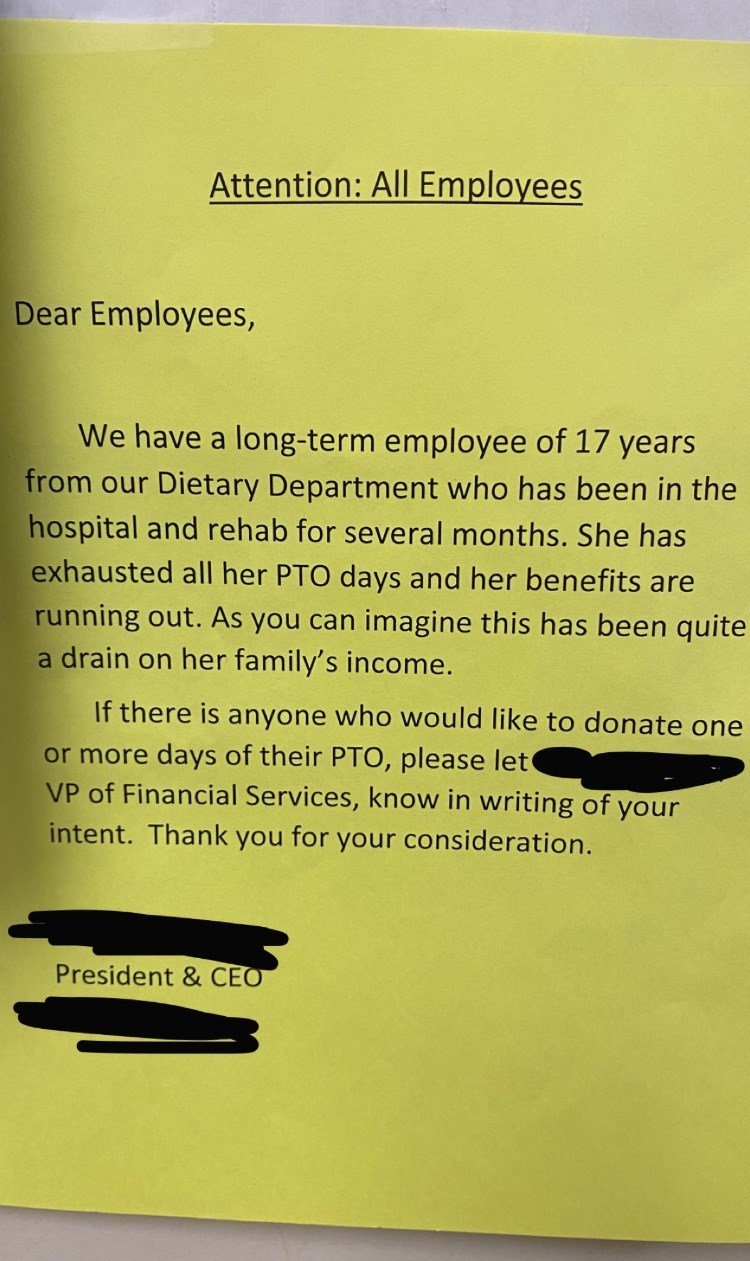 CEO Asks Employees To "Donate PTO Days" To Sick Worker Rather Than Just Extending Their Leave, Gets Roasted - Jarastyle