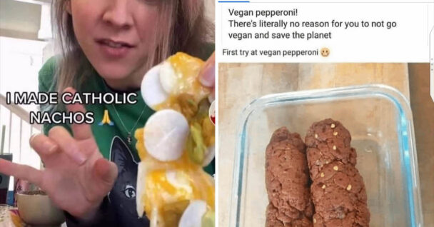 cringe food posts - catholic nachos - vegan pepperoni