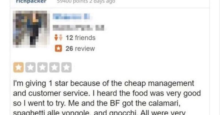 Entitled Influencer Slams Restaurant With A One-Star Review For Refusing To Provide Free Food
