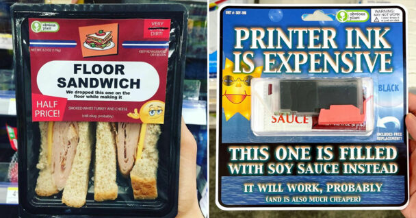 obvious plant - fake product floor sandwich - printer ink soy sauce