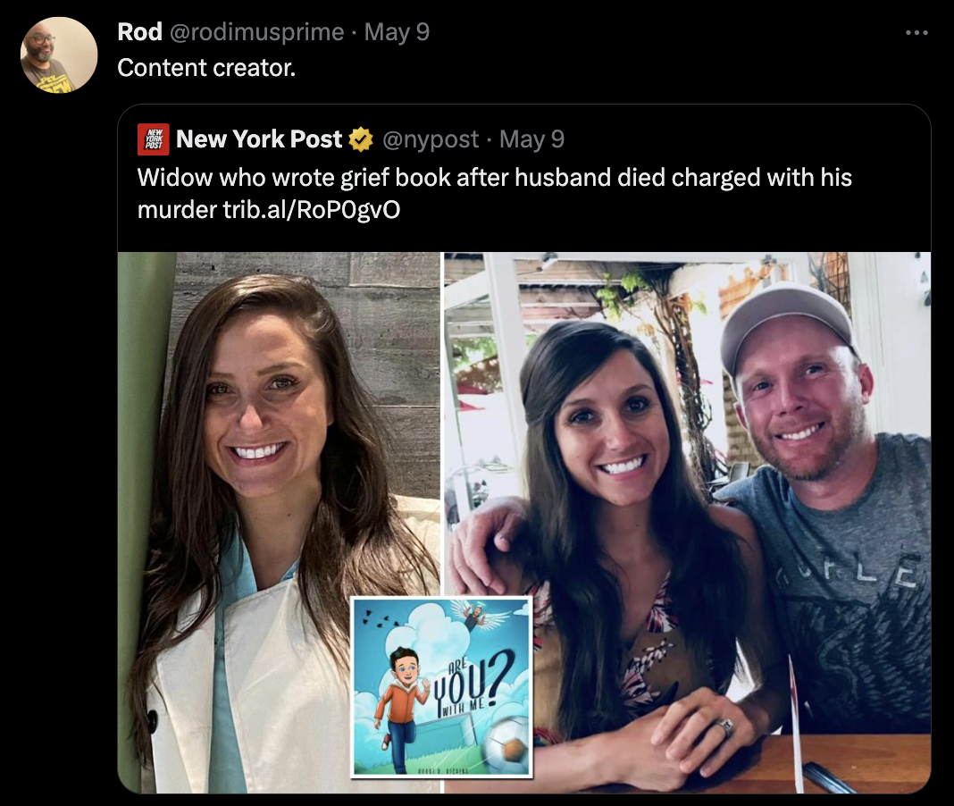 Twitter Is Already Memeing This Story About A Widow Who Wrote A Grief Book Being Charged With Her Late Husband's Murder - Jarastyle