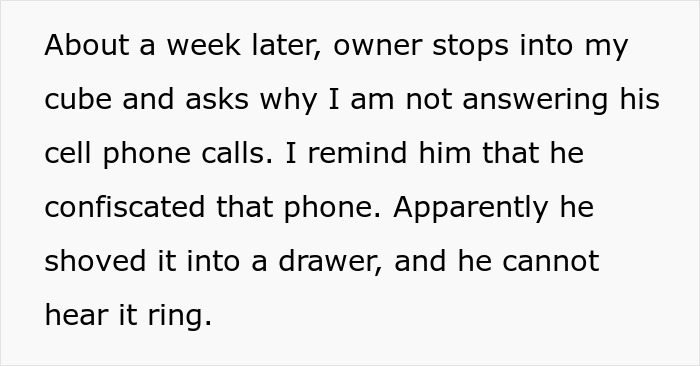 Worker Complies With Boss's Weird Cell Phone Rules — "Yes Punish Me By Making It Harder For You To Bother Me - Jarastyle