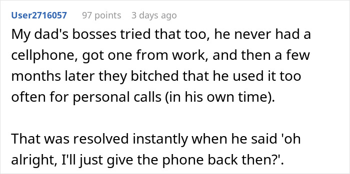 Worker Complies With Boss's Weird Cell Phone Rules — "Yes Punish Me By Making It Harder For You To Bother Me - Jarastyle