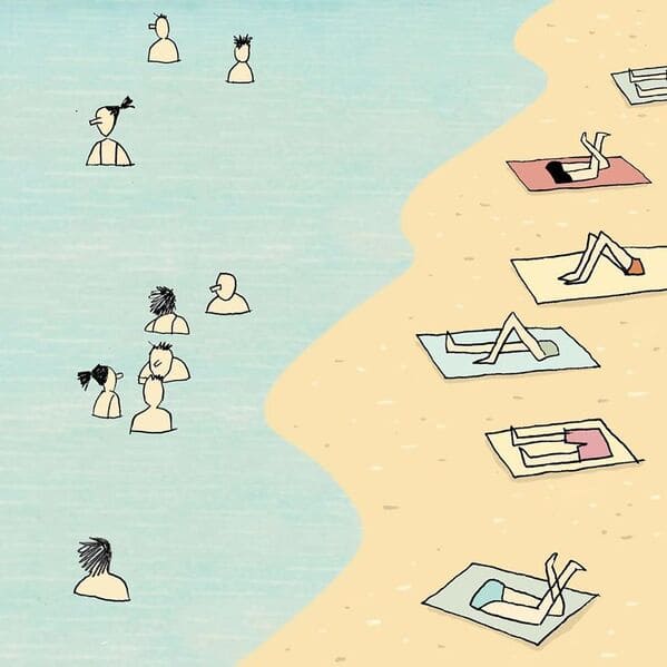 yuval robichek illustrations - beach swimming torso