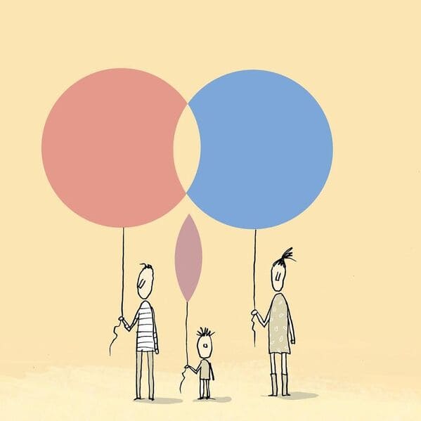 yuval robichek illustrations - balloons family