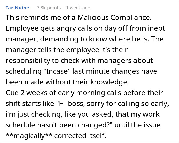 Employee's Schedule Is Made By Manager With A Grudge, Then Wakes On Day Off To A Message Asking Why They Aren't At Work - Jarastyle