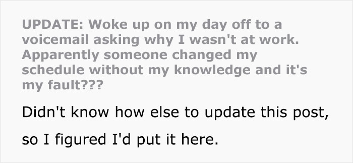 Employee's Schedule Is Made By Manager With A Grudge, Then Wakes On Day Off To A Message Asking Why They Aren't At Work - Jarastyle