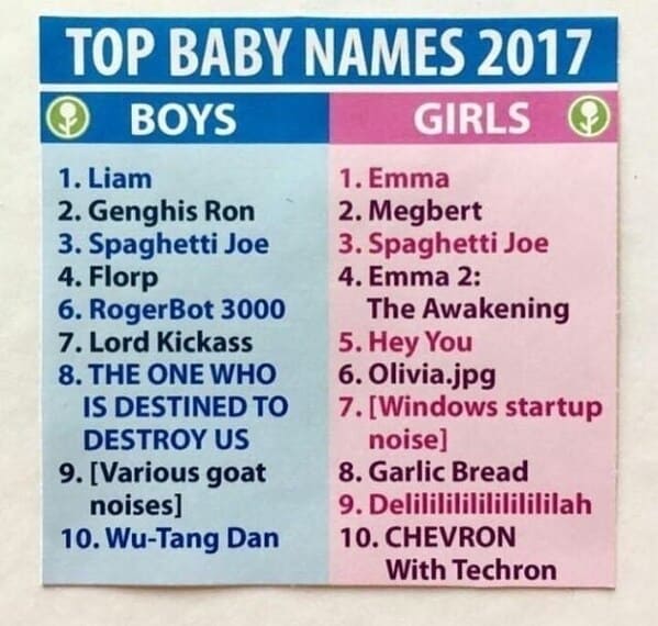 30+ Funny Baby Naming Memes For Parents Trying To Avoid Naming Their Kids Something Stupid - Jarastyle