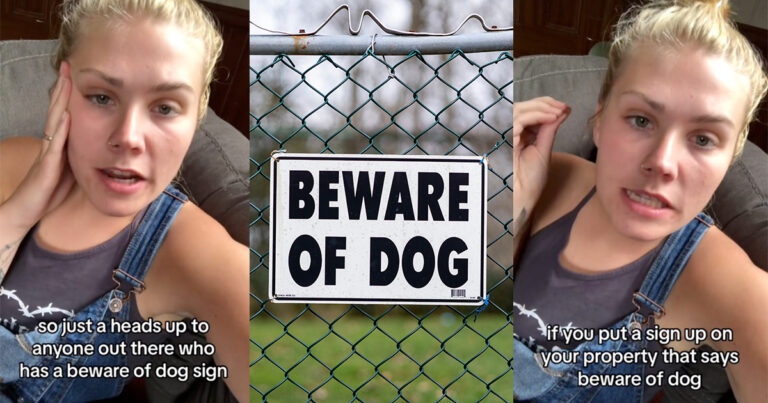 Tiktoker Goes Viral With Her PSA To People With “Beware Of Dog” Signs
