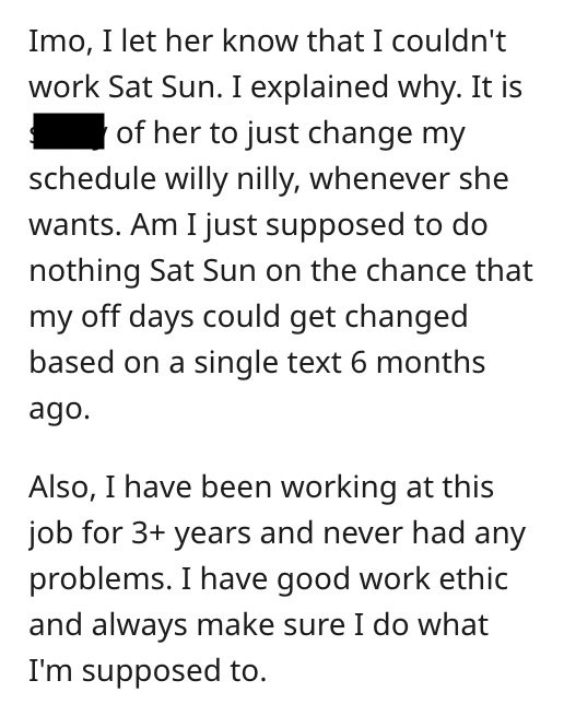 Disgruntled Worker Vents About Awful Boss Changing Their Days Off With Only 2 Days Notice - Jarastyle