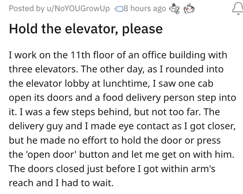 Office Worker Gets Petty Revenge Against Delivery Driver By Locking Him Out Because He Didn't Hold The Elevator - Jarastyle