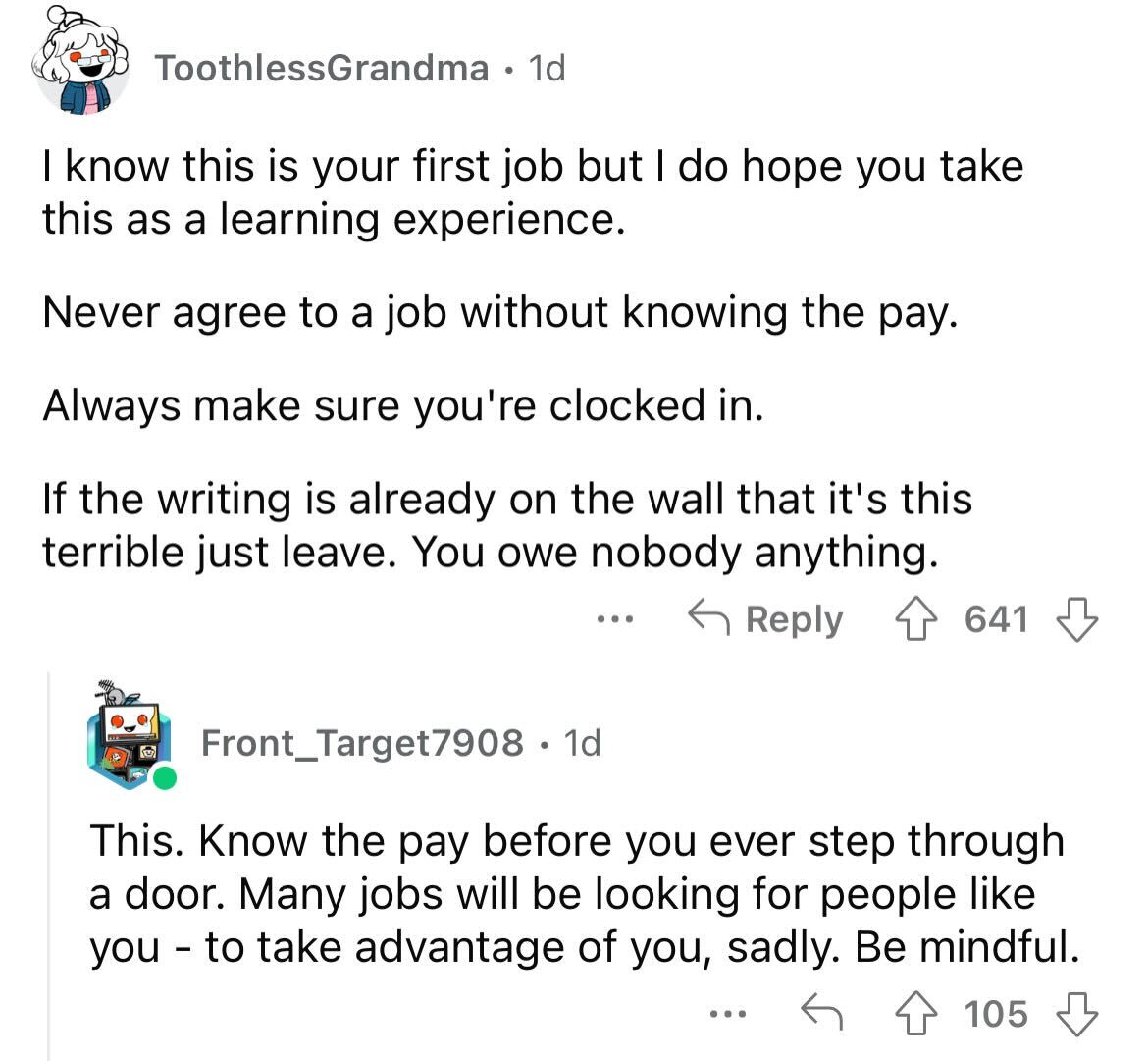 High Schooler Asks Internet For Advice — "Is It Bad If I Quit My First Job After The First Day?" - Jarastyle