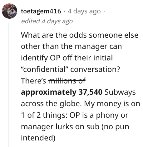 Subway Worker Roasts Boss On Reddit, But Then Gets Fired For Posting Boss' "Confidential" Messages - Jarastyle