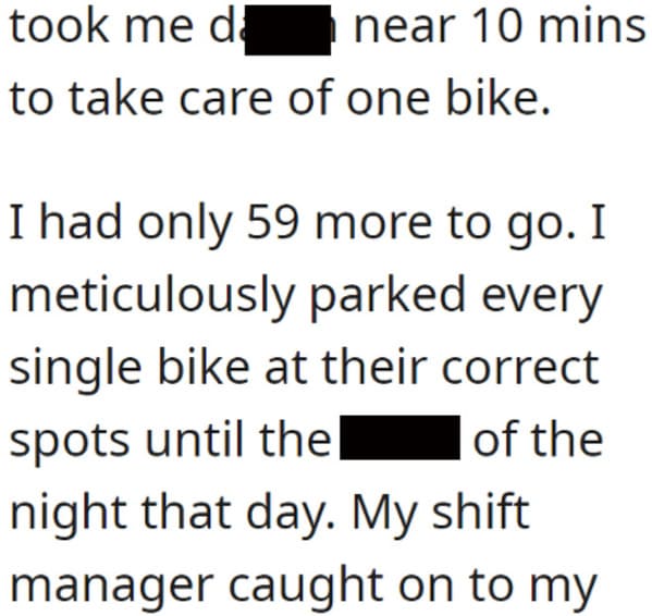 Worker Maliciously Complies With Supervisor’s Request To Park Bike in Designated Spot, Resulting In 6 Hours Of Overtime - Jarastyle