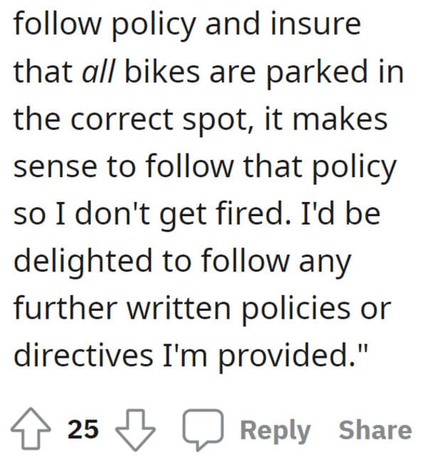 Worker Maliciously Complies With Supervisor’s Request To Park Bike in Designated Spot, Resulting In 6 Hours Of Overtime - Jarastyle